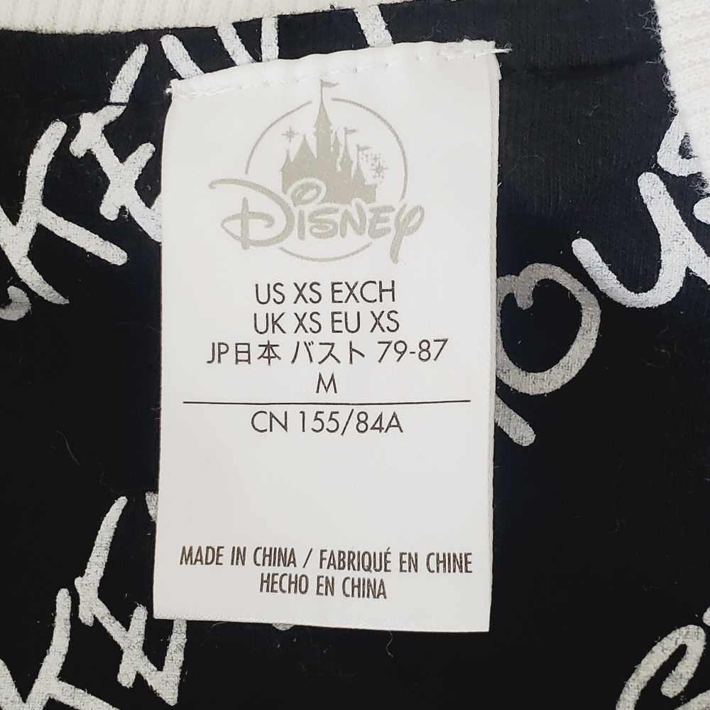 Disney Store Black Mickey Soft Teddy Fleece Zip Up Crop Bomber Sweater Jacket XS - Picture 8 of 15